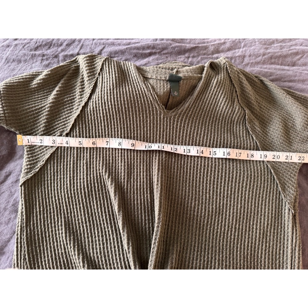 Wild Fable Waffle Knit Hoodie Green Lightweight Front Tie Knot Casual Top - Picture 5 of 6